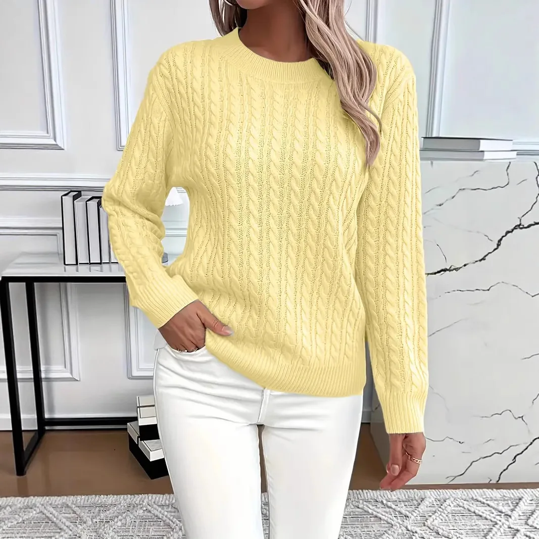 

Thickened Knitted Sweater Women's 2025 Autumn Winter New Knitted Sweater Solid Color Top Backing Sweater Women