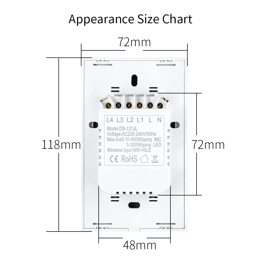 Tuya Smart Switch US Neutral Wire/nessun cavo neutro richiesto 1/2/3/4 Gang Light WiFi Touch Switch funziona con Alexa Google Home