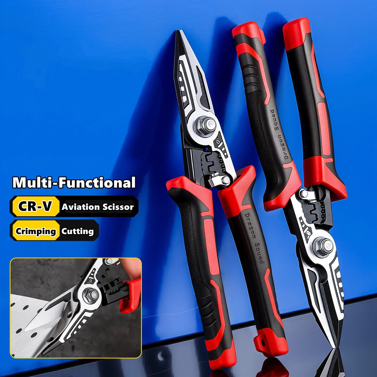 Aviation Scissor Snips Metal Sheet Snip Scissors Industrial Cutter with SK-5 Steel Blade Multipurpose Carpet Cutting Scissors