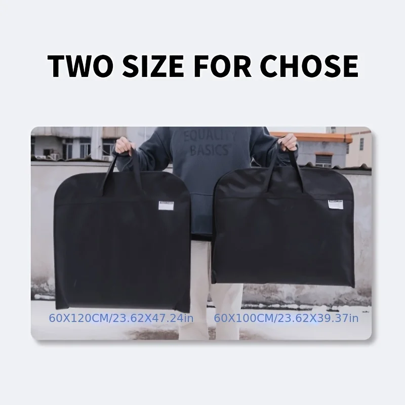 Foldable Black Suit Garment Cover with Handles, Dust-Proof Protector, Ideal for Travel & Business Trip Clothes Storage