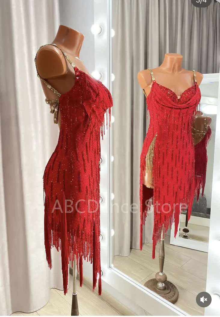 Latin Dance Dress Women's Customsized Rumba Chacha Tango Performance Professional Costumes Latin Dresses