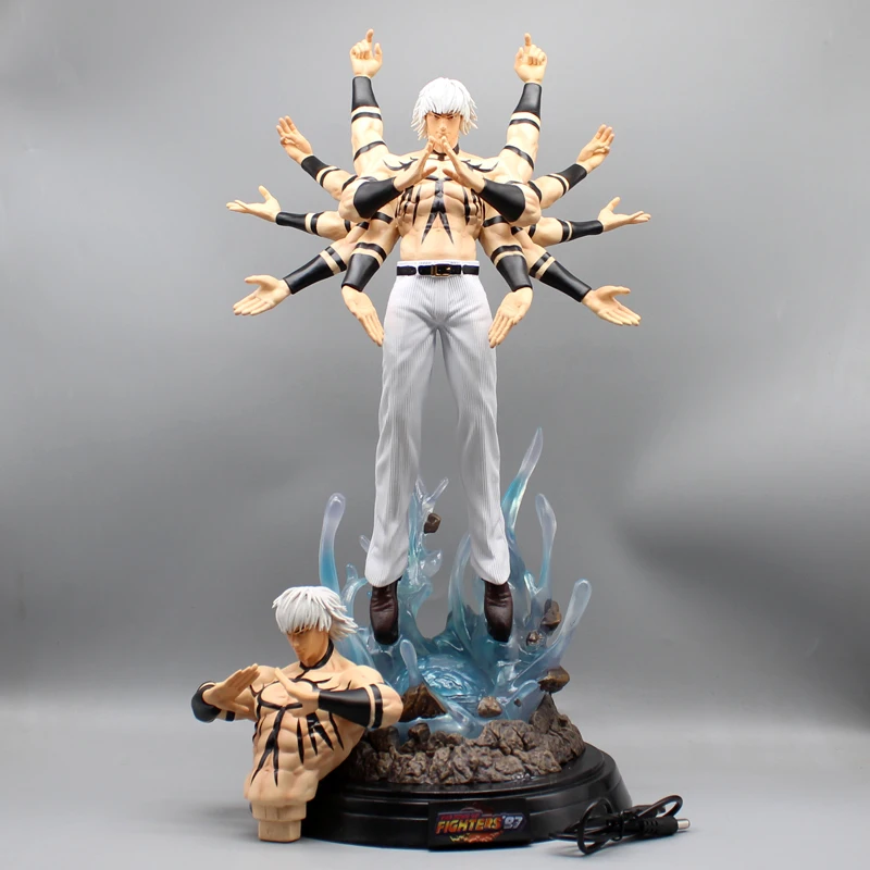 46cm Game The King of Fighters Figure Chris Action Figurine Double Headed Strip Light Statue PVC Model Collection Birthday Gifts