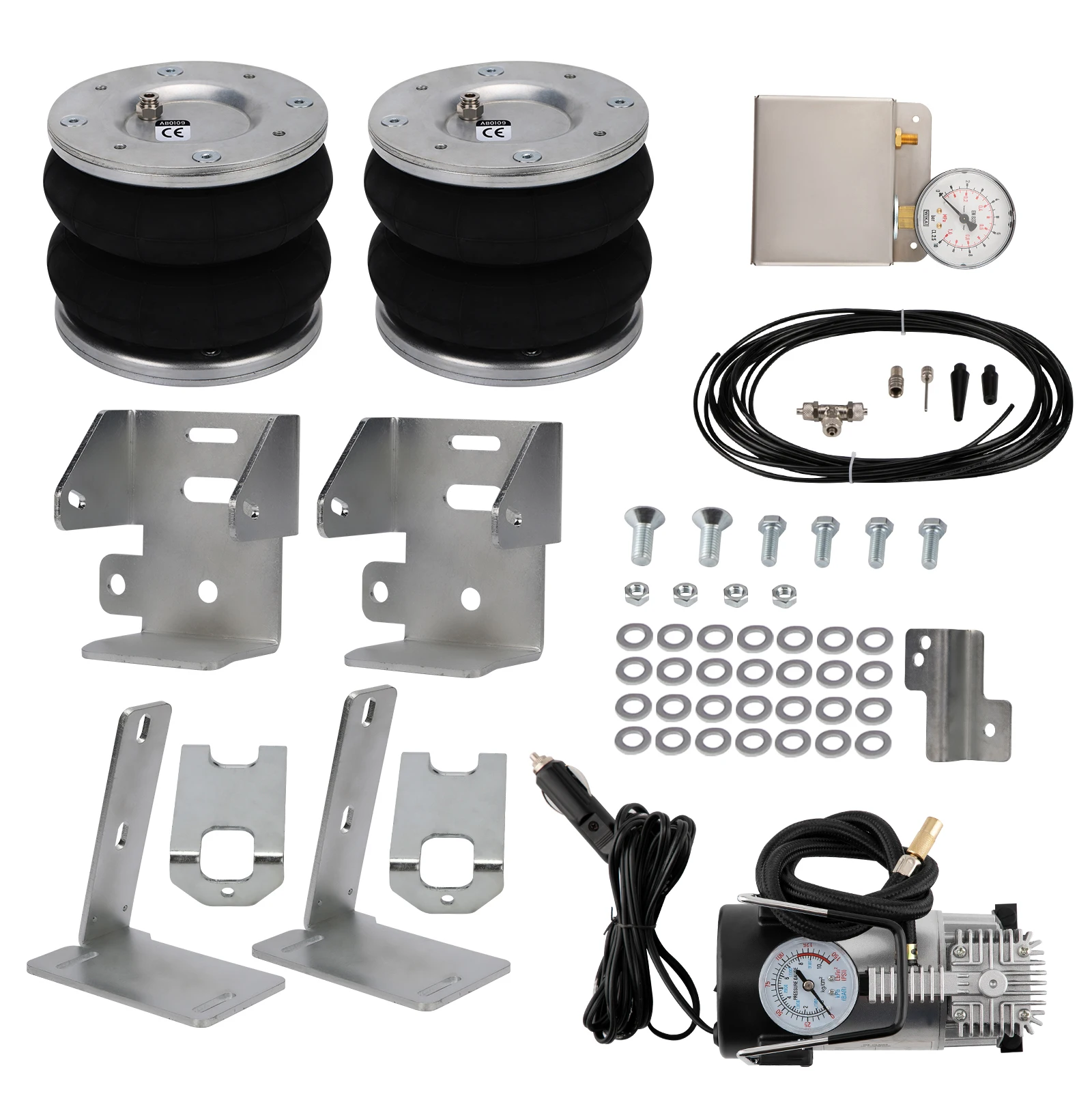 12V Air Compressor & Air Spring Bellows Combo, Air Suspension System for 2001-2022    Transit, 4 Ton Rated Load