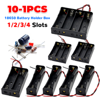5Pcs 1 2 3 4 Slot Plastic 18650 Battery Case Holder with Wire Lead DIY Batteries Clip Holder Container for 18650 3.7V Battery