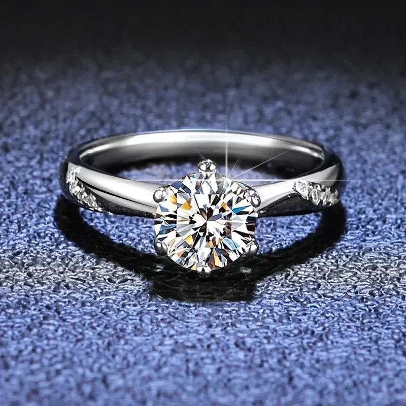 

Platinum PT950 Moissanite Diamond Rings for Women Wedding Proposal Ring Psychic Six Claw Jewelry Multi-size Available
