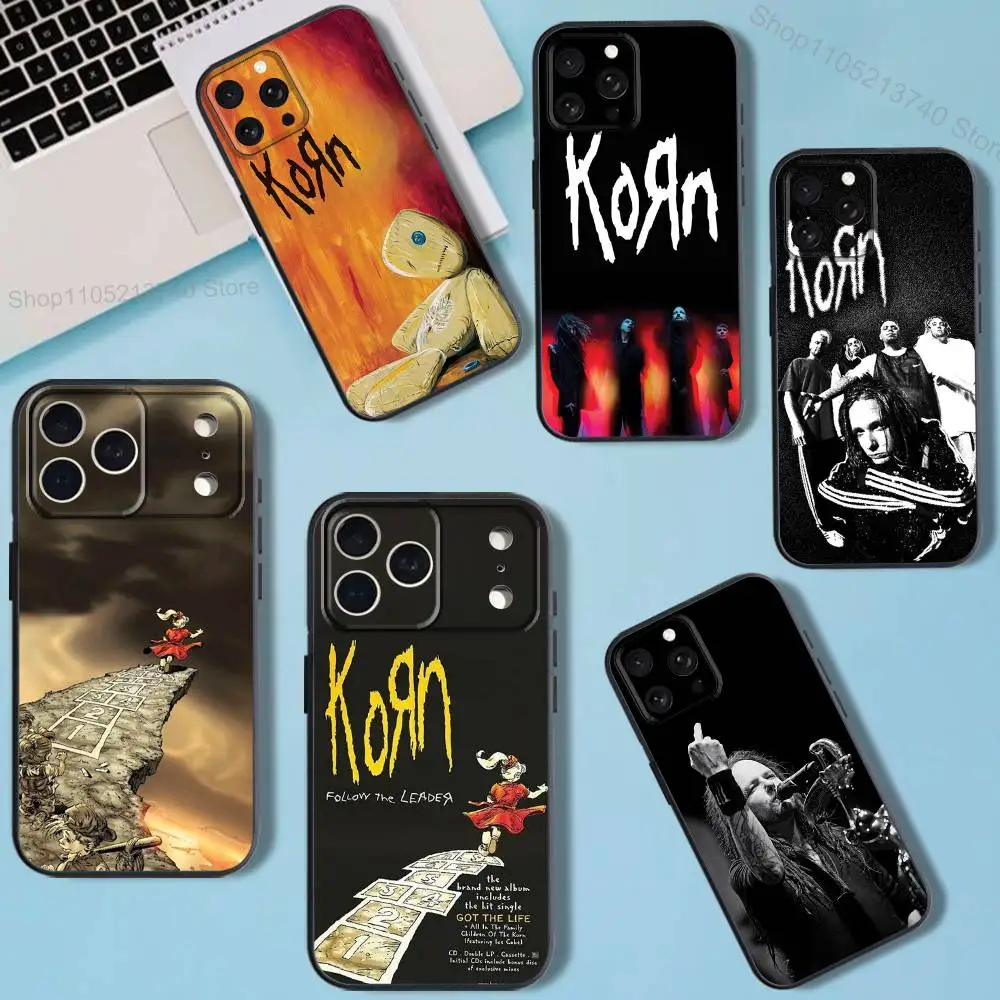R-Rock K-KornS B-Band COOL Funda de teléfono para iPhone 11,15,16,14,13,17,12,Pro,SE4,Plus,E,Max,Air,Mini cubierta negra