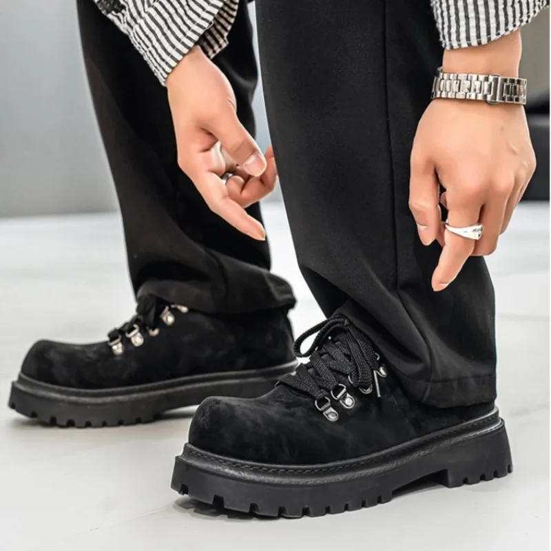

Men's Platform Derby Shoes Suede Leather Thick Sole Men's Casual Leather Shoes Retro High Quality Men's Sneakers Zapatos Hombre