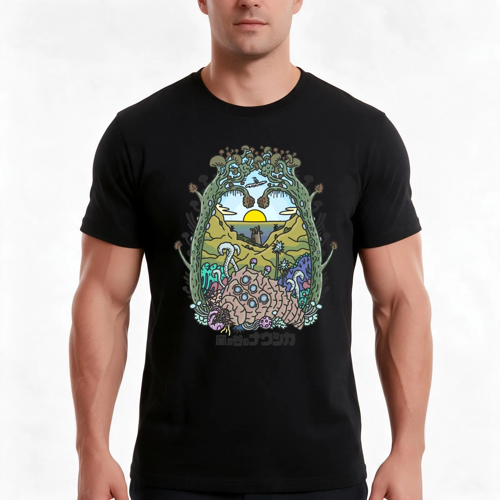 Valley of the Wind T-Shirt, Summer Casual Cotton Tee, Oversized Streetwear Tops, Vintage Graphic Print, Loose Fit Short Sleeve