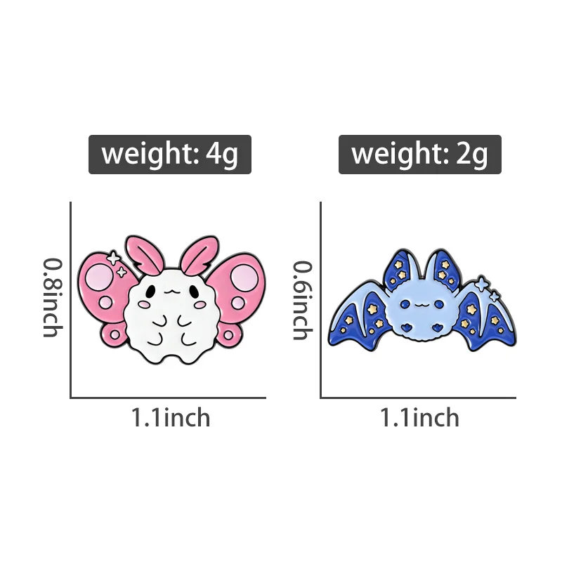 Rosy Maple Moth Bat Enamel Pins Cute Insect Brooches Lapel Badges Cartoon Kawaii Butterfly Jewelry Gift for Friends
