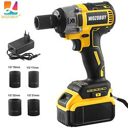 Cordless Impact Wrench, 1/2 Impact Gun w/Max Torque 236 ft lbs (320N.m), Power w/ 2.6A Li-ion Battery, 4 Pcs Impact Sockets