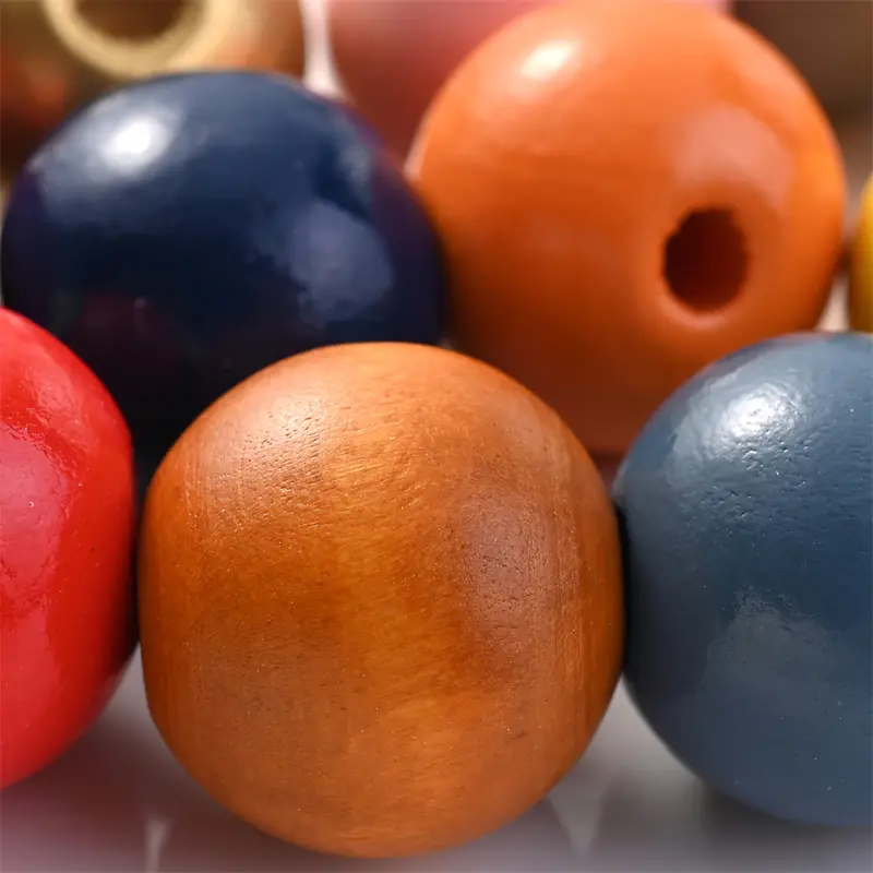 50Pcs 16mm Colorful Wooden Beads Round Straight Hole Loose Spacer Beads For Diy Bracelets Necklaces Jewelry Accessories - Image 5