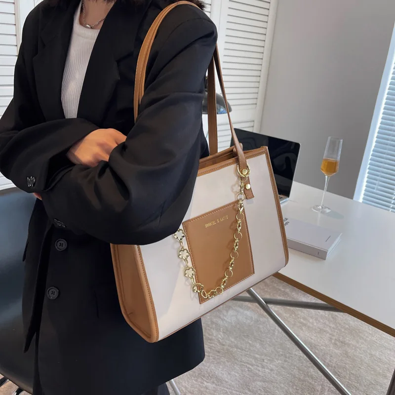 CGCBAG Women Fashion Tote Bags 2022 Simple Large Capacity Female Shoulder Bag Retro High Quality Leather Luxury Designe Handbag