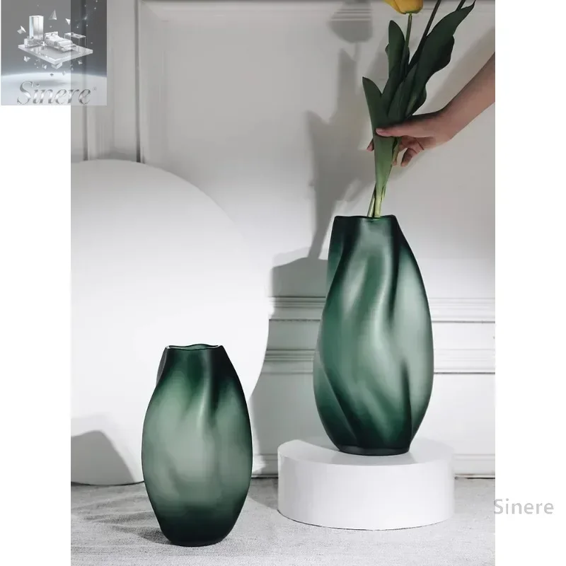 

Light luxury high-end large vase floor ornament living room flower arrangement long branch high-end tulip dining table glass bot