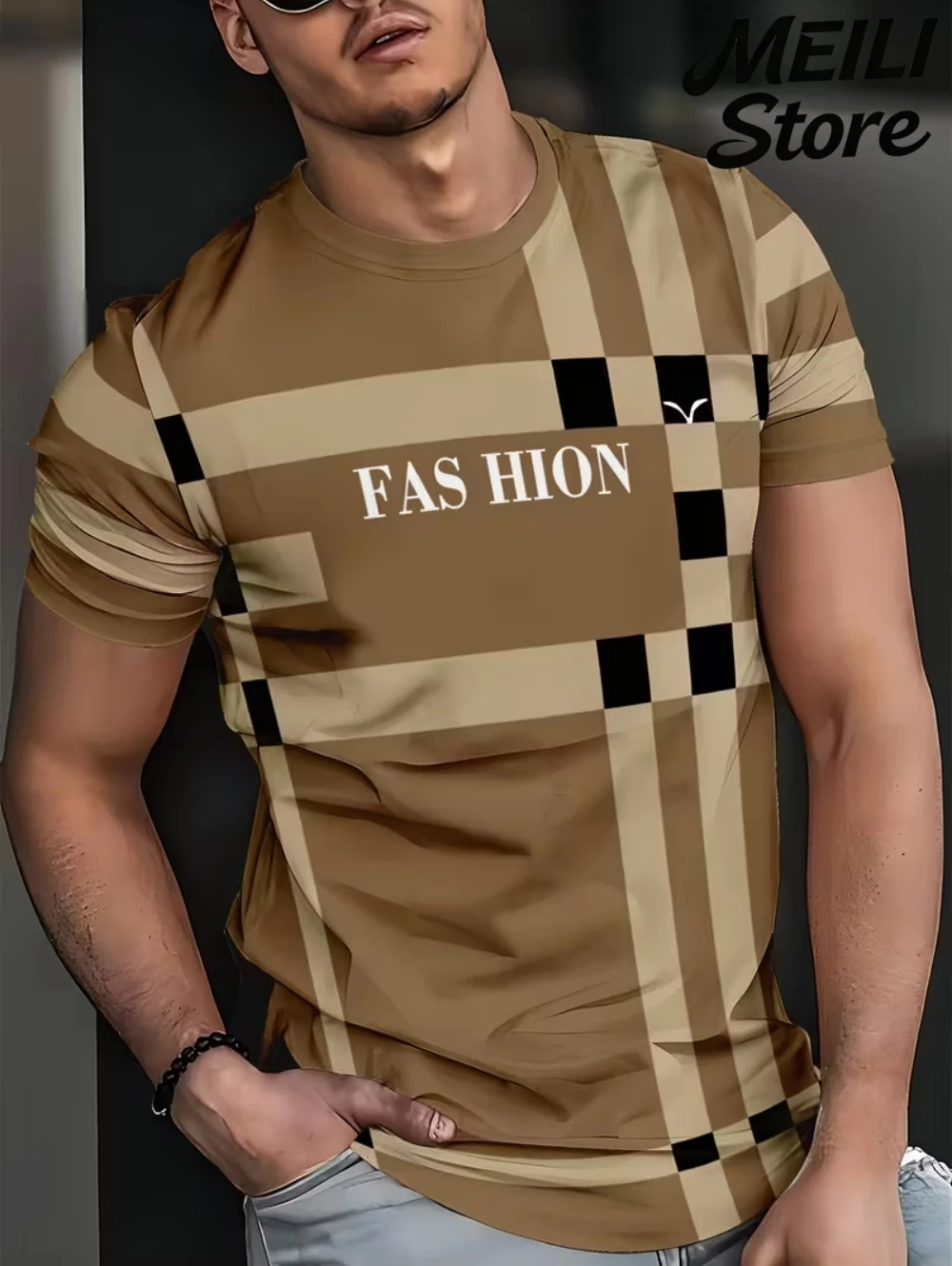 

Summer Classic T Shirt for Men Outdoor Round Neck Short Sleeve Tops Stripe 3D Print Street Loose T-Shirt Male Oversized Clothing