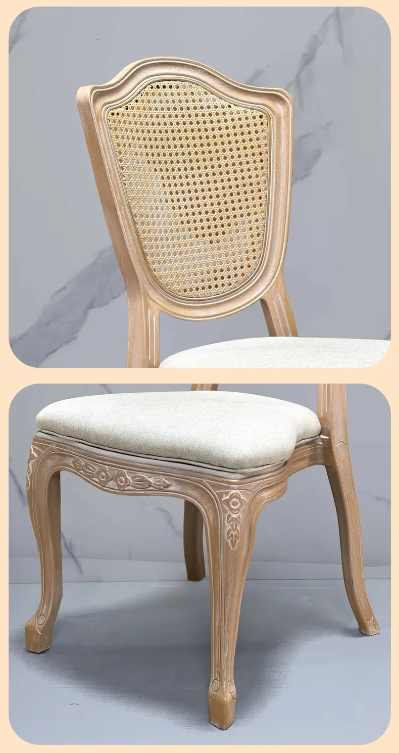 Retro PP dining chair, American rattan mesh backrest chair, photo studio, wedding dress homestay, French rattan casual