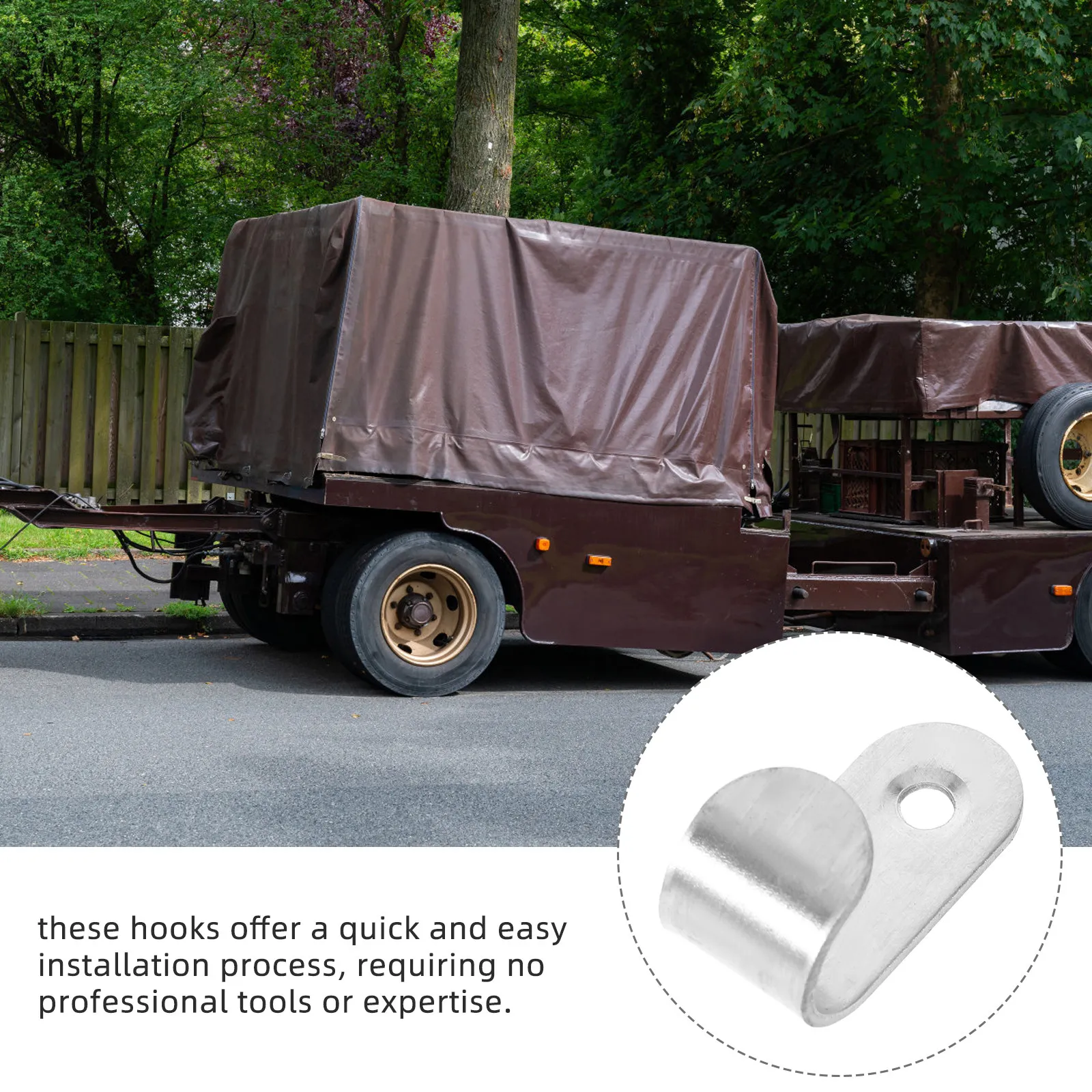 

50 Sets Trailer Hooks Waterproof Metal Hangers Green Screws Heavy Duty Tarp Fasteners Cargo Net Clips Trailer Accessories