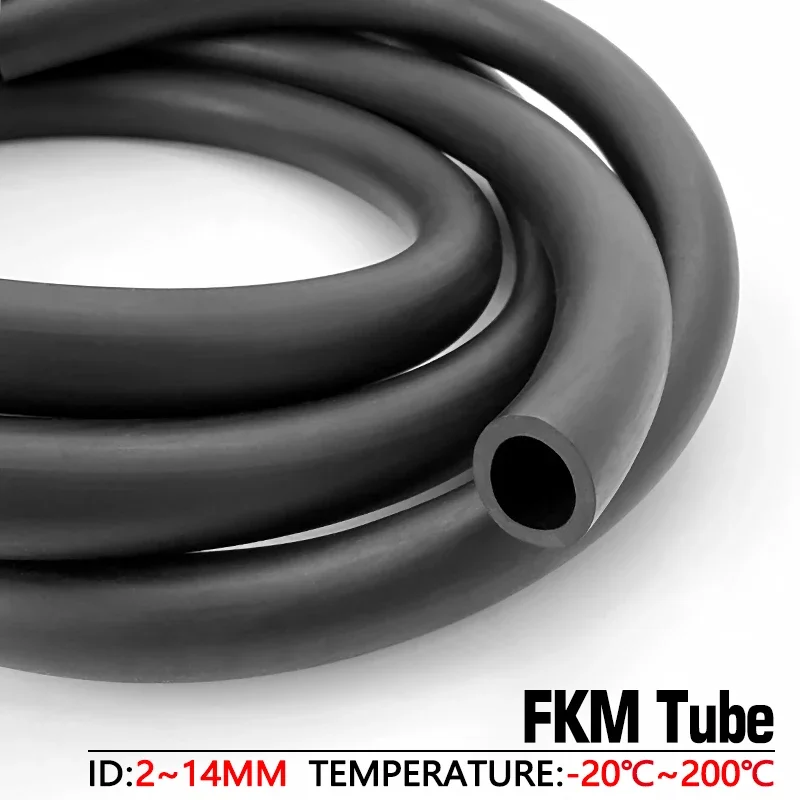 Vitons Black Rubber Hose High Temp Oil Resistant Corrosion Resistant Anti-Aging Petrol Diesel Fuel Pipe ID 2-19mm