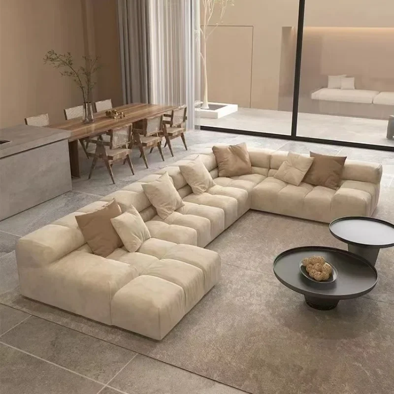 Combination sofa Tufty-Time minimalist module chocolate tofu block fabric sofa
