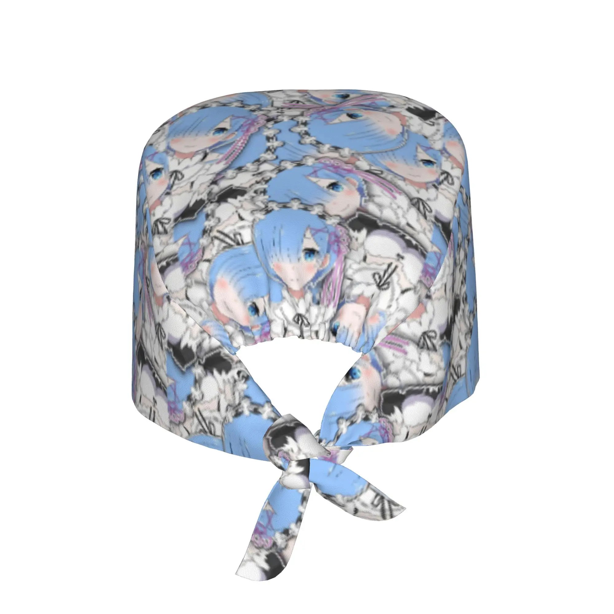 

Custom R-Remes Japan Comic Breathable Scrub Hat Surgical Scrub Caps Unisex Nursing Hair Hats Cartoons Work Scrubs Hat