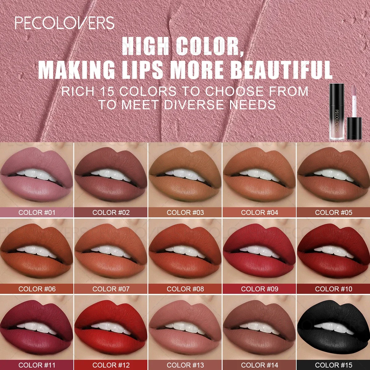 1PC Matte Velvet Lip Gloss, Elegant Gothic Matte Effect, Purple/black/dark Red, Non-sticky, Create A Halloween Makeup Look.