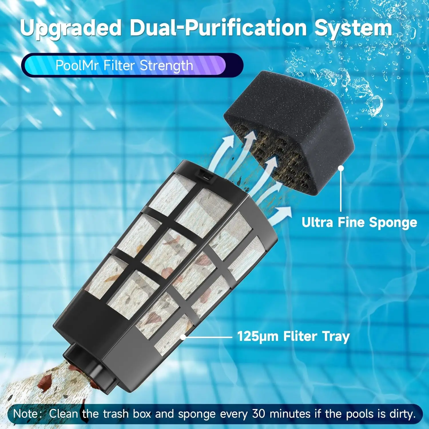 Version Cordless Handheld Pool Vacuum Rechargeable 16 Gal/Min Suction Cleaner 60 Min Runtime Cleaning Pools