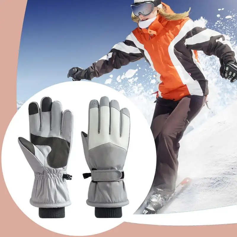 Snow Gloves Touchscreen Snowboard Gloves Cold Weather Gloves For Women Men Anti-Slip Warm Gloves For Skiing Hiking Cycling