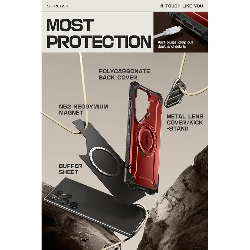 Etui SUPCASE do Samsung Galaxy S24 Ultra 6.8 cala 2024 UB Mag XT, wytrzymałe etui na całe urządzenie z osłoną aparatu i wbudowaną podpórką. — zdjęcie produktu 4
