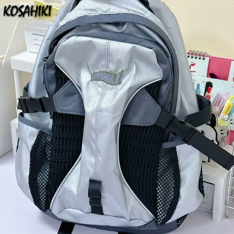 Patchwork Contrast Color Grunge Men Backpack Korean Vintage Y2k Aesthetic Women Backpacks High-capacity Casual Travel Schoolbags