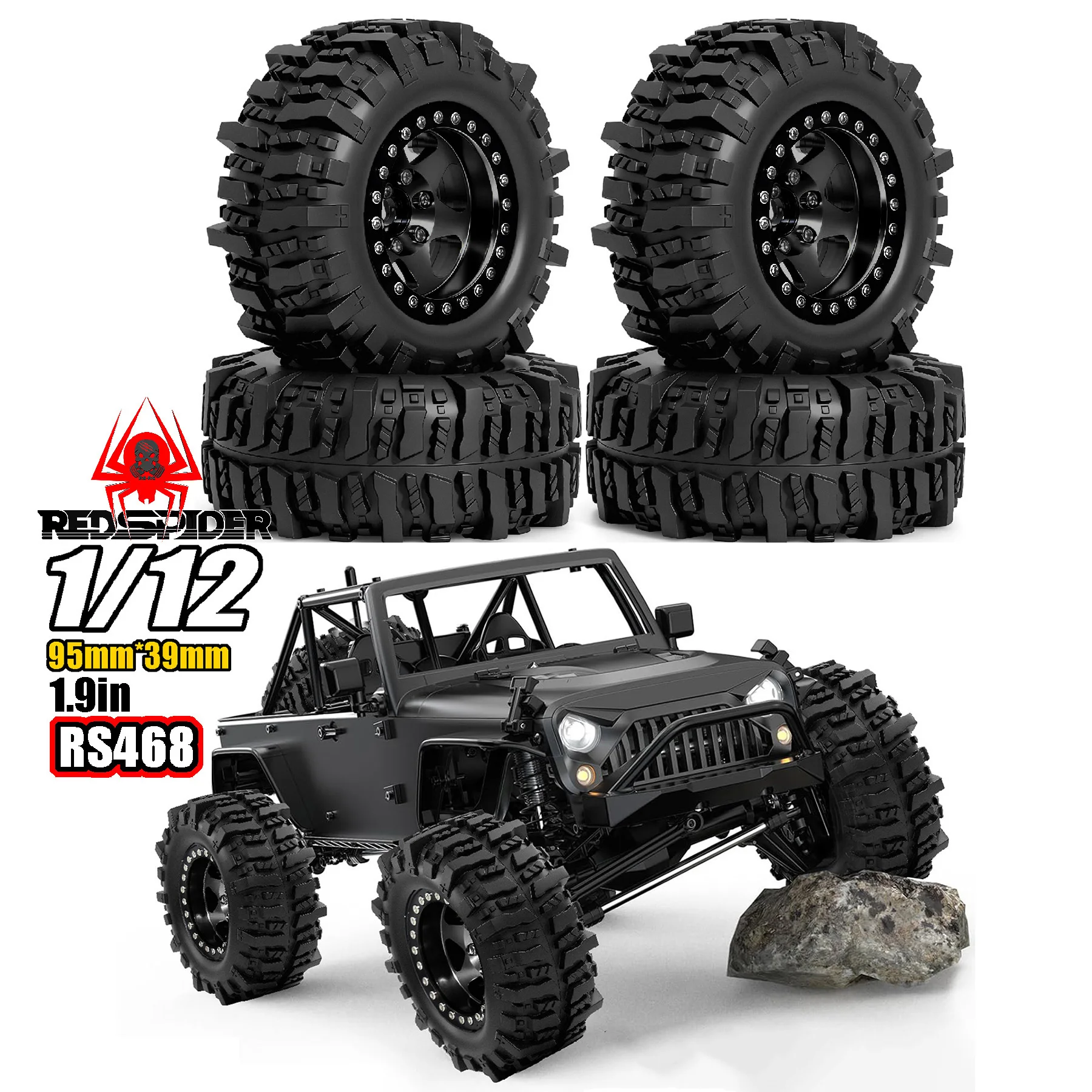 

1.9in metal Wheels 95mm off-road Tires Black TRX6 Wheel Classic AXI03007 Bead Lock 12mm Hex TRX4 1.10 SCX10 ll1/10 Rim D90