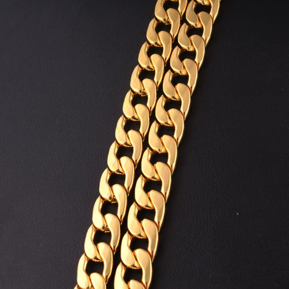 Punk Hip Cuban Link Gold Chain Rapper Men Necklaces Street Fashion Popular Metal Alloy Long Chain Decorative Jewelry Present