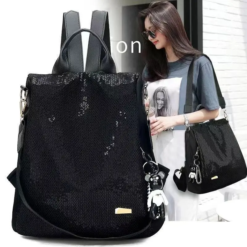 

High Capacity Women Oxford Cloth Backpacks High Quality Sequin Grid School for Teenage Girls Ladies Bagpack Shoulder Bag XK290