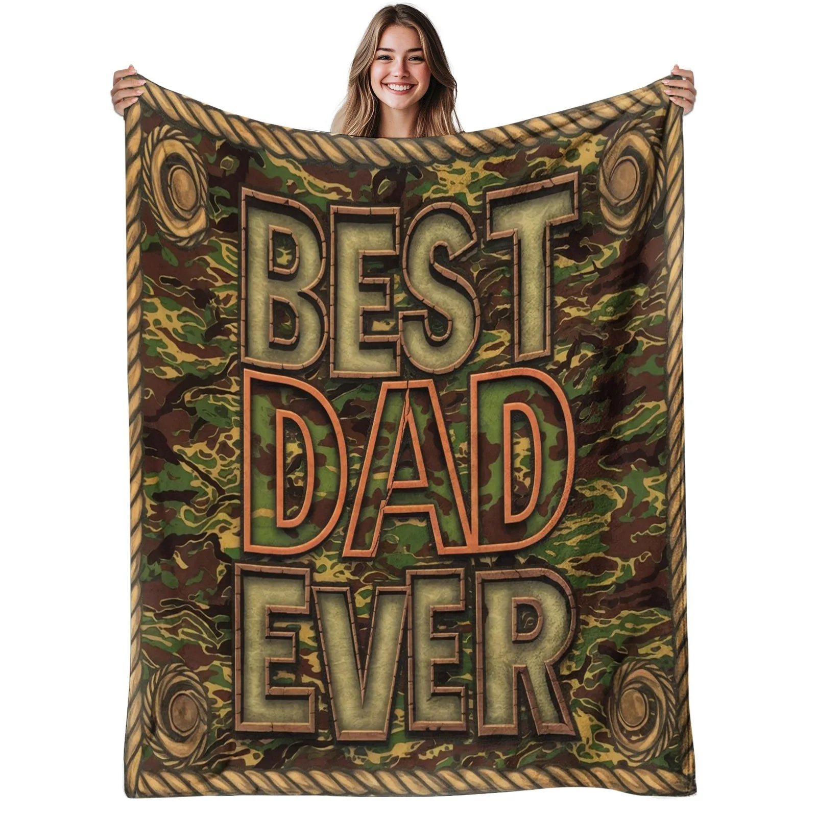 best father-exclusive camouflage flannel blanket durable all-season soft bedding, suitable as a gift a camping trip in the room
