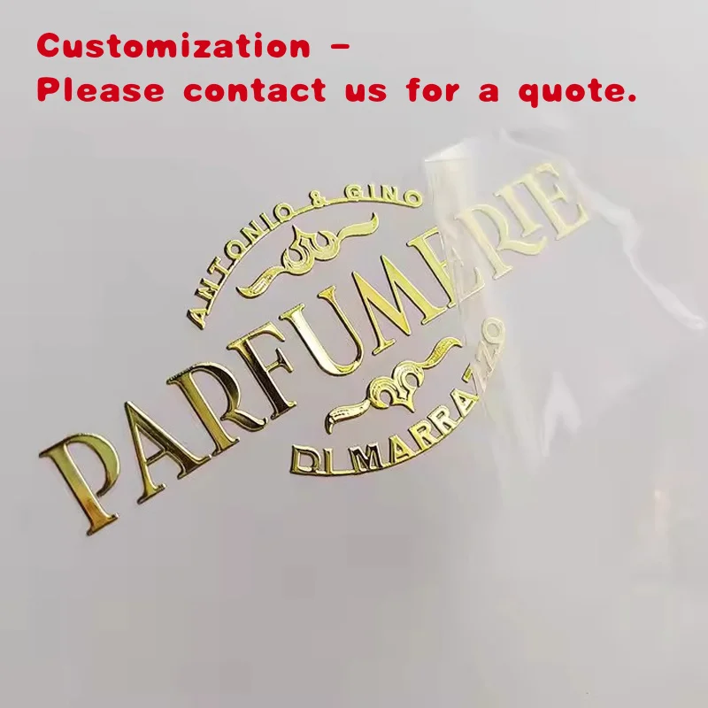 custom.OEM Cosmetics Perfume Bottle Jar Packaging Label Copper Nickel Sticker 3D Foil Silver Custom Metal Transfer Sti