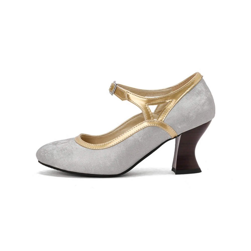 

Женские удобные элегантные и великолепные свадебные туфли на высоком каблуке с закрытой острым носком и пряжкой, большой размер 46, 47, 48 1521