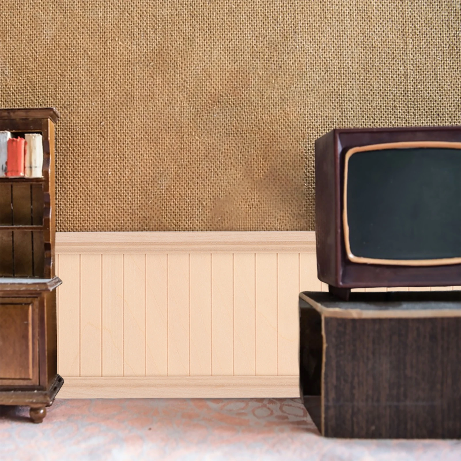 Puppenhaus-Wandpaneele, Mini-Windescoting-Besatz für kleine Hausdekoration, realistisches Holzdesign, Innenverkleidungen, Sockelleiste