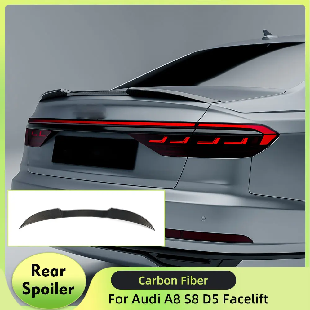 

Carbon Fiber Rear Trunk Spoiler Wing for Audi A8 S8 D5 Facelift 2021-2026 Hatchback Rear Middle Spoiler