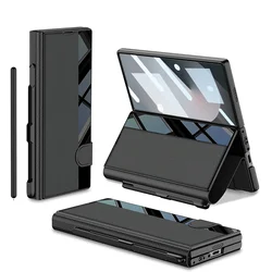 Leather Wallet Shockproof Protection Bracket Phone Cover for Samsung Galaxy Z Fold 6 Pen Slot Case with HD Screen Protector