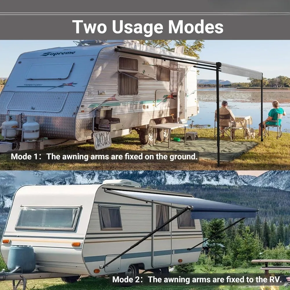 Manual RV Awning Complete Kit Retractable Camper Awning for RV or Trailers RV Roll,for Camper or 5th Wheel, Out Awning