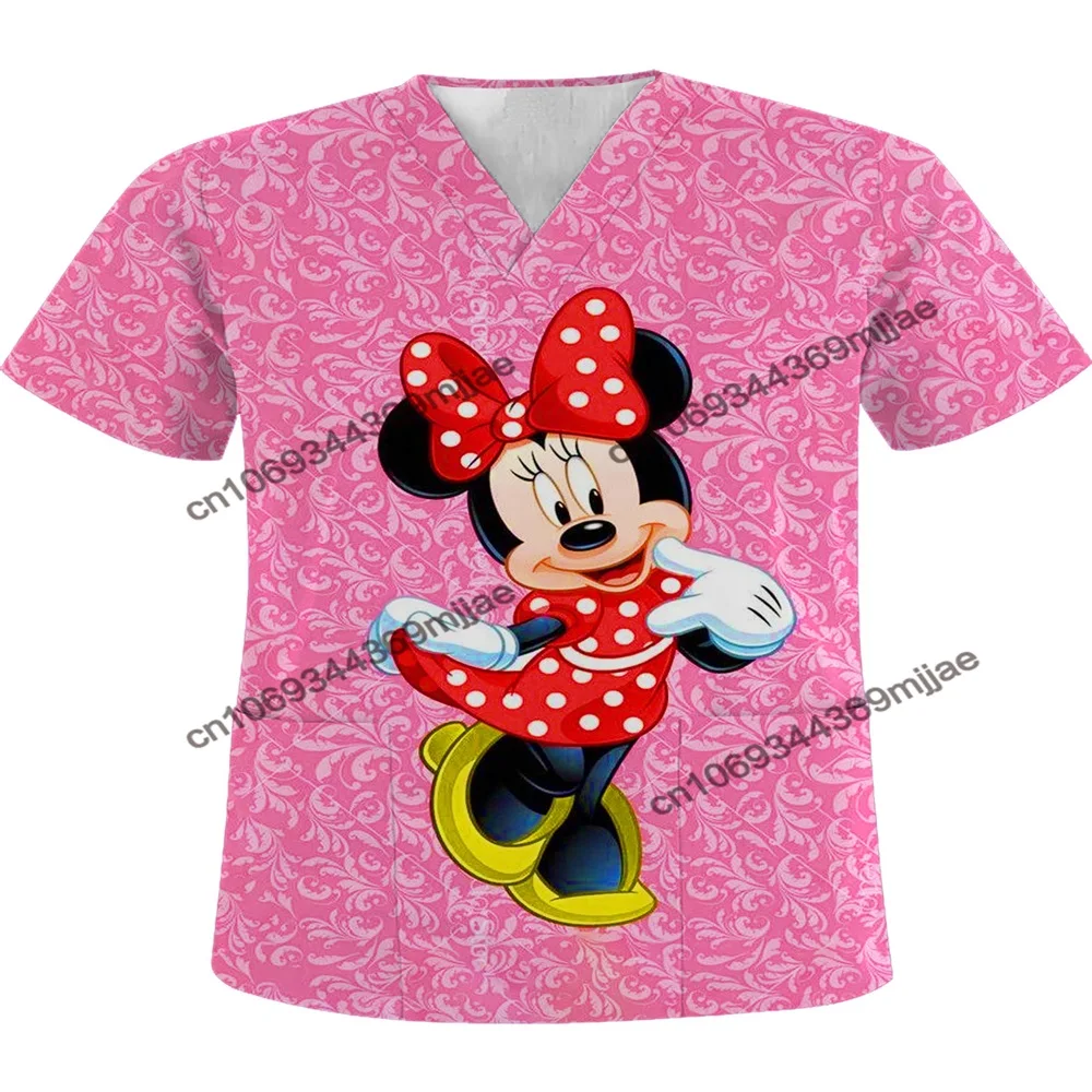 Disney Traf-T-shirt Y2K pour Femme, Uniforme d'Infirmière à Poches, Haut Court à Col en V, Corset Zevity, 2023