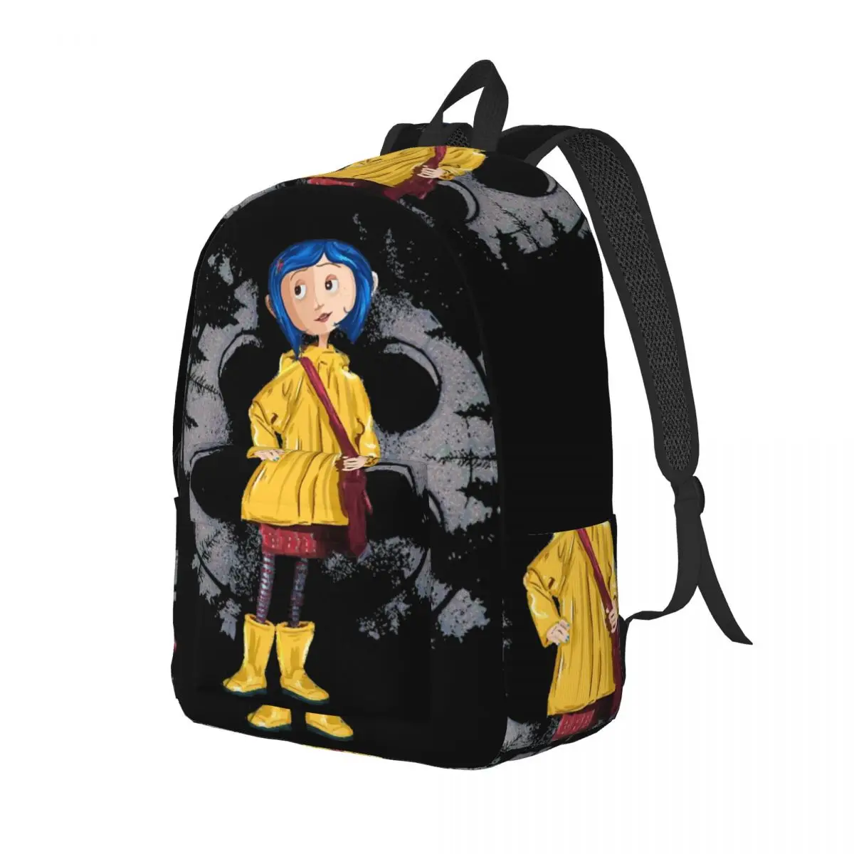 Coralines Cartoon Movies Fashion Backpack Outdoor High School Work Halloween Daypack for Men Women Laptop Computer Canvas Bags