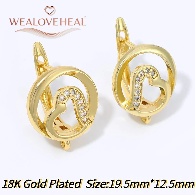 schmuckherstellung zubehör, Exquisite 18K vergoldete Messing-Blatt-Ohrringhaken, Pavé-Zirkon-Blumen-Französischer Ohrdraht mit Öse für DIY-Ohrhänger – Detail 22