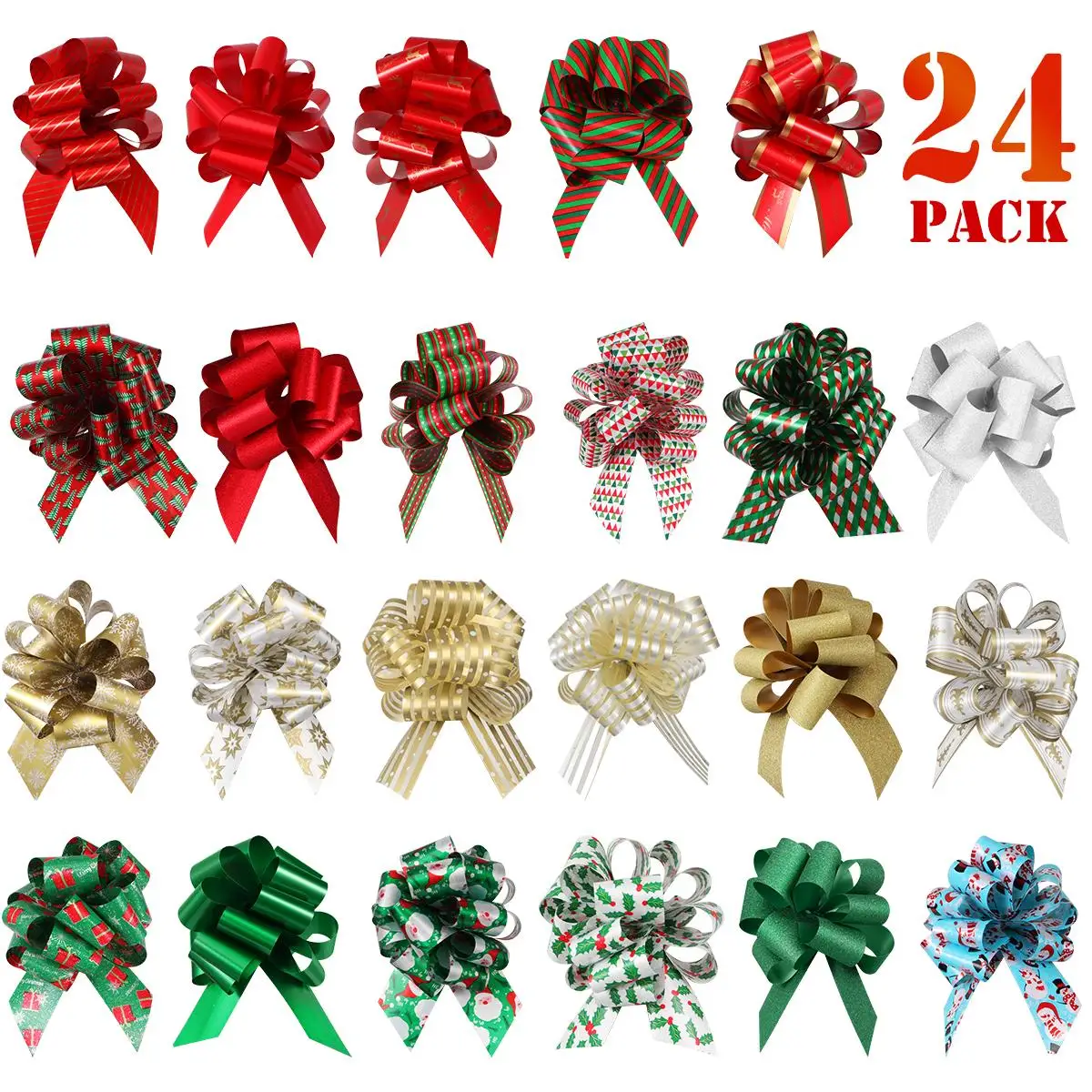 

Christmas Gifts Bows Pull Knot Ribbon Decoration 24 Styles 3 Materials Thick Durable Gift Packaging Box Instruction Included