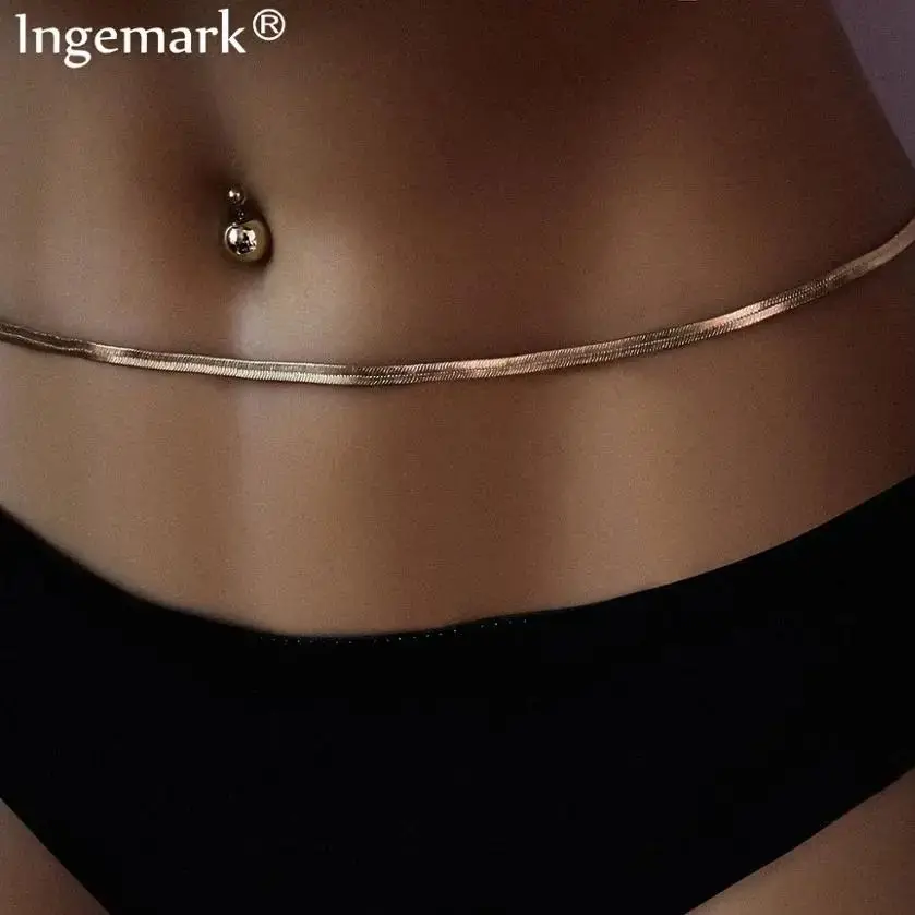 Indian Sexy Snake Chain Waist Body Jewelry Accessory Simple Africa Fashion Belly Belt Gold Color Necklace for Women Waistband