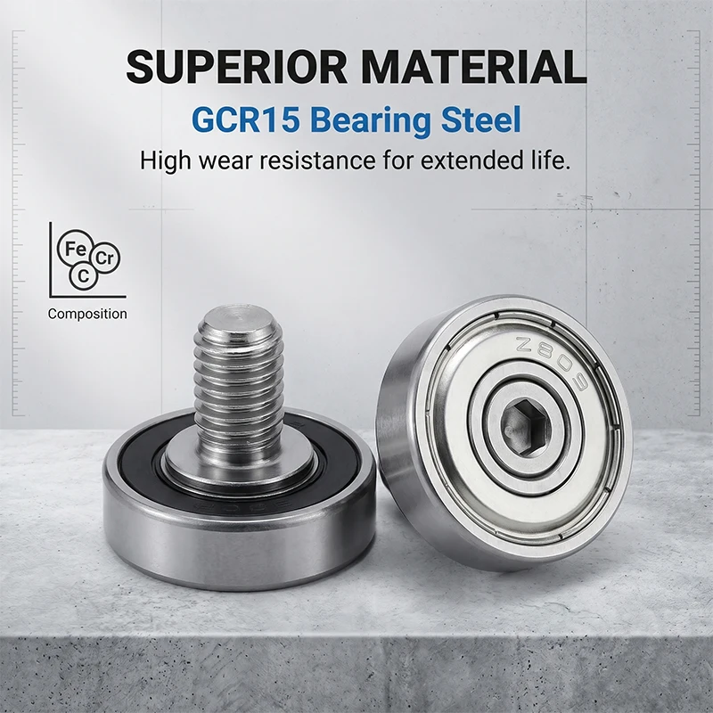 10pcs 16mm External Thread Ball Bearing Wheel 625RS JS62516-5C2L6M5 Metal Guide Pulley 16mm 3D Printers Robotics Bolt Bearing