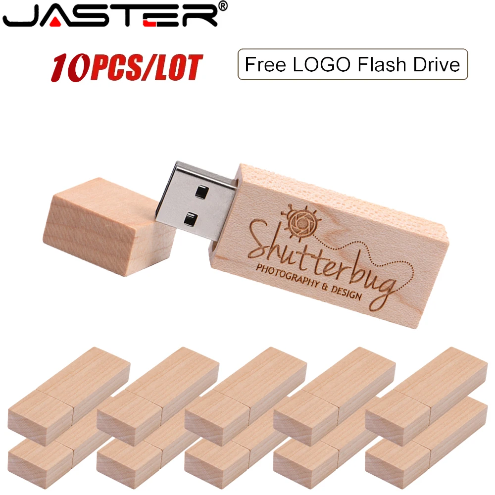 10pcs/lot Wooden Business Usb Flash Drive Natural Wood Turn Over Pendrive 4GB 8GB 16GB 32GB 64gb Memory Stick Free Custom Logo