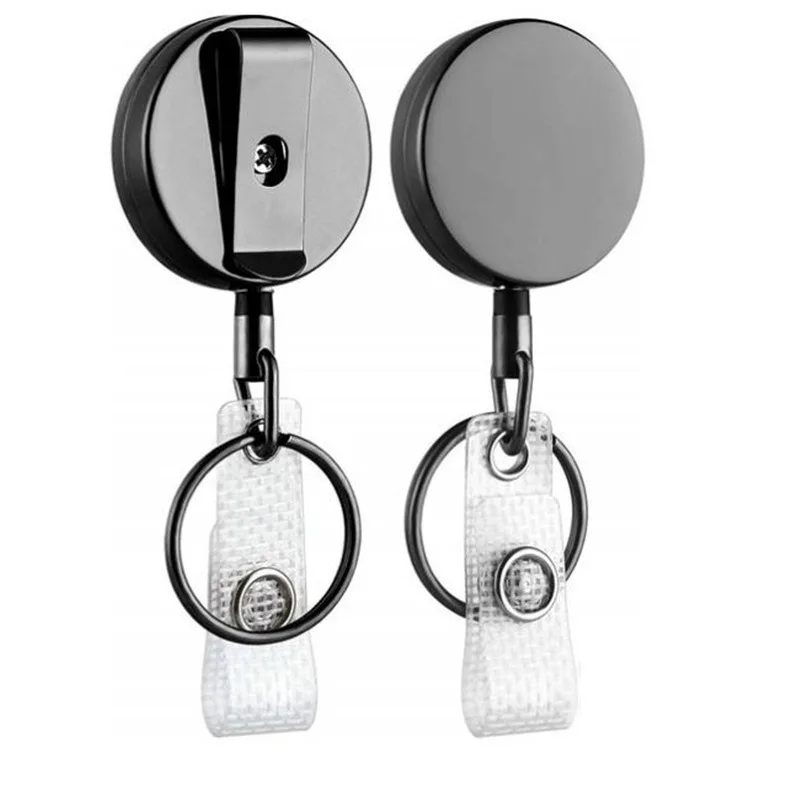 1pc Alloy 4cm Diameter Badge Reel Strong Retractable Easy Pull Buckle Card Clip Badge Holder Clip for Pass Work Card Keychain