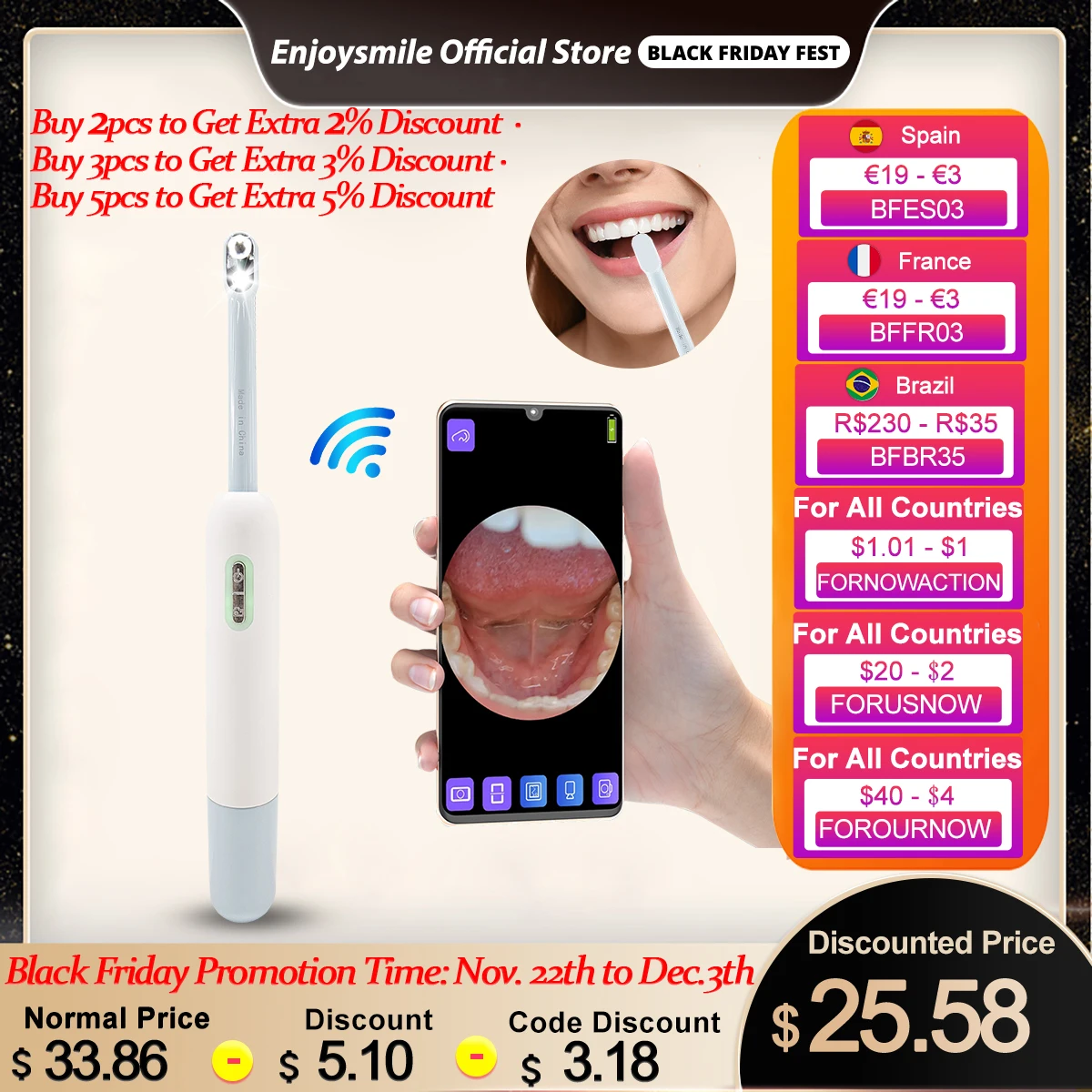 

Visual Intraoral Camera WIFI Oral Cavity Examination Camera IP67 Waterproof 1080P Endoscope HD Camera 5MP Image Oral Inspection