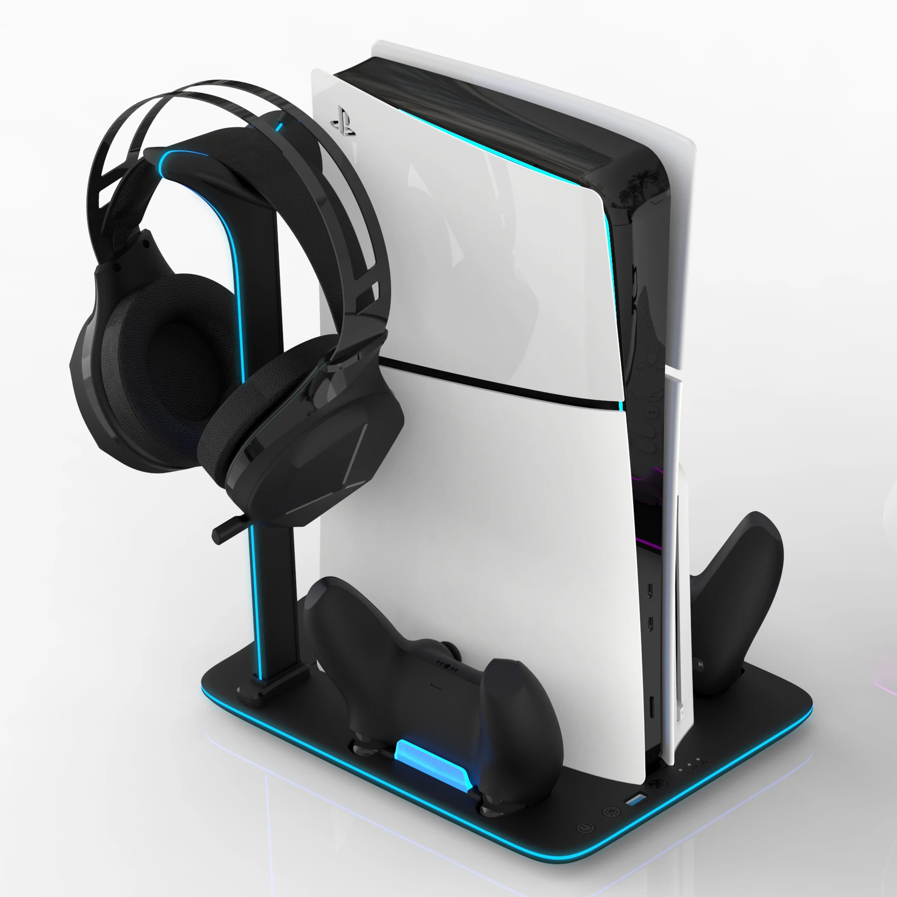 Honcam NEW PS5 Slim Charging Dock with Cooling Fans and RGB Lights for Playstation Sony 2023