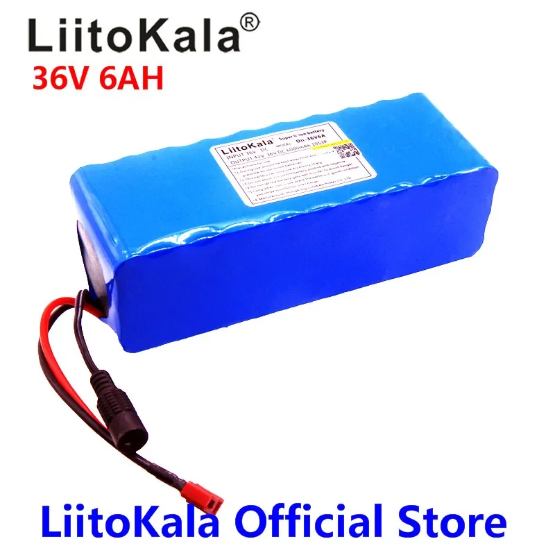 LiitoKala 36V 6ah 500W 18650 lithium battery 36V 8AH Electric bike battery with PVC case for electric bicycle 42V 2A charger