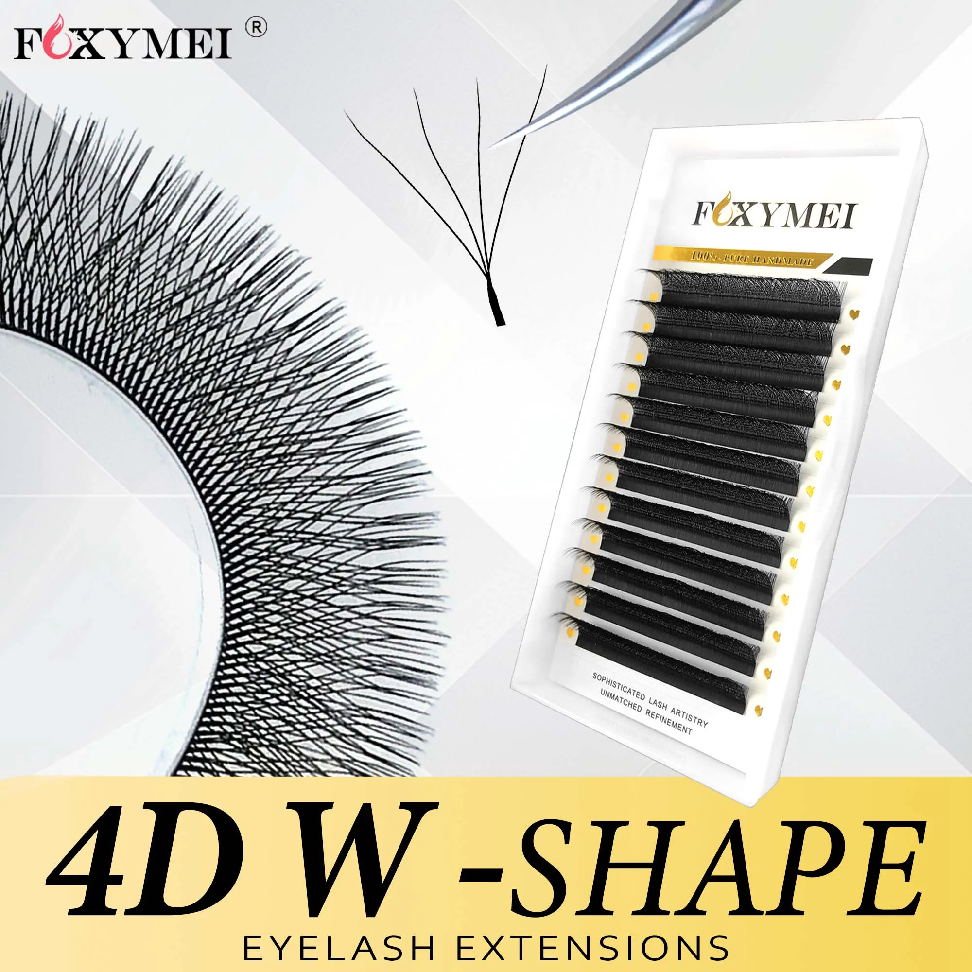 

Foxymei YY/3D/4D/5D W-Shaped Lashes Premade Volume Eyelashes Extension Natural Soft Professional False Lashes